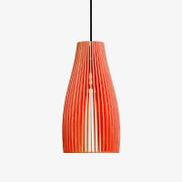Holz Lampe ENA, rot-Textilkabel schwarz