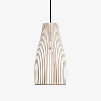Holz Lampe ENA, weiss-Textilkabel schwarz