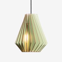 Holz-Lampe-HEKTOR-gruen-neu-Textilkabel-schwarz